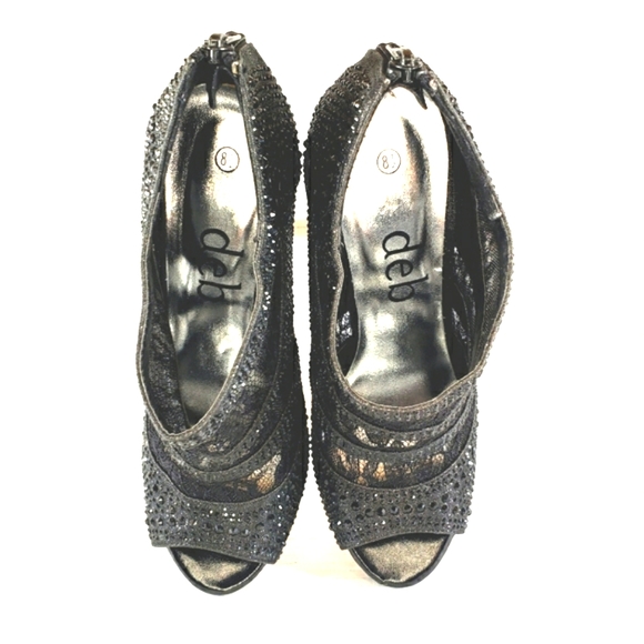 Deb Black Rhinestones And Lace Booties Woman's Size 8.5 M New With Tags NWT - Picture 8 of 11